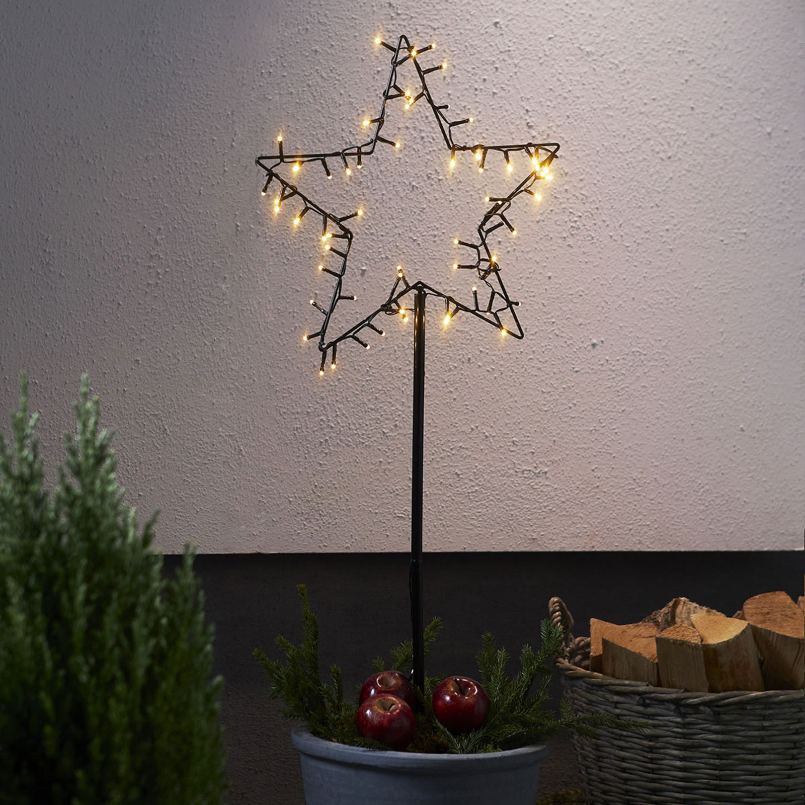 Estrella decorativa LED Spiky exterior, pilas
