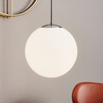 Candeeiro suspenso Dione, luz única, branco/cromo 30cm