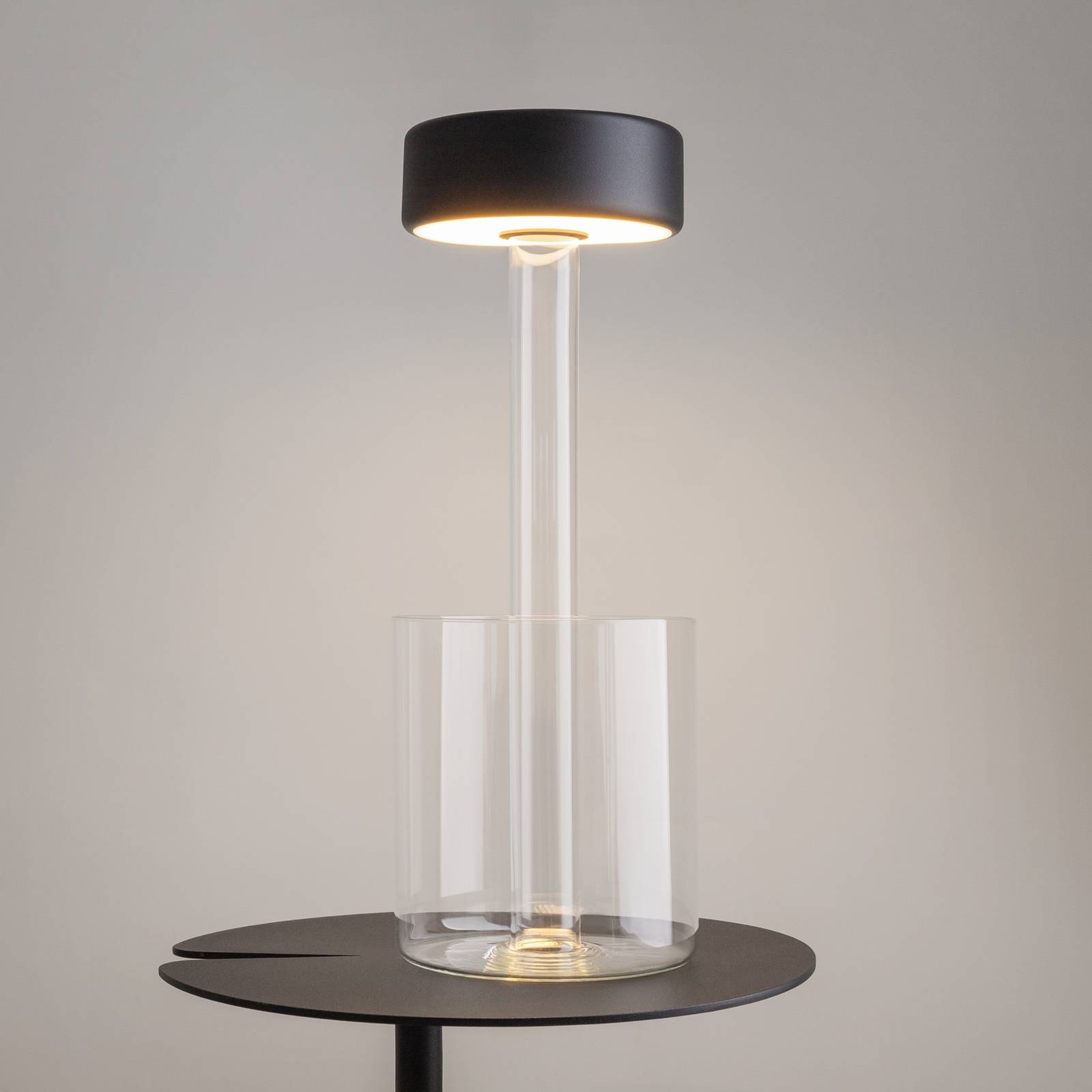 Maytoni LED-uppladdningsbar bordslampa AI Collaboration glas svart