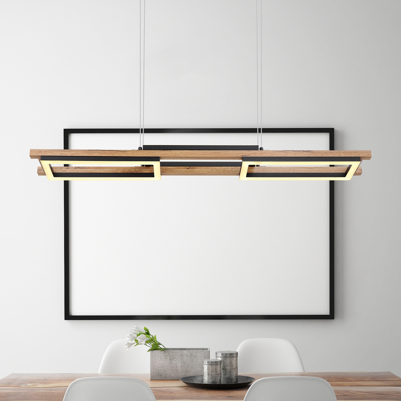 Illa LED pendant light, wood design