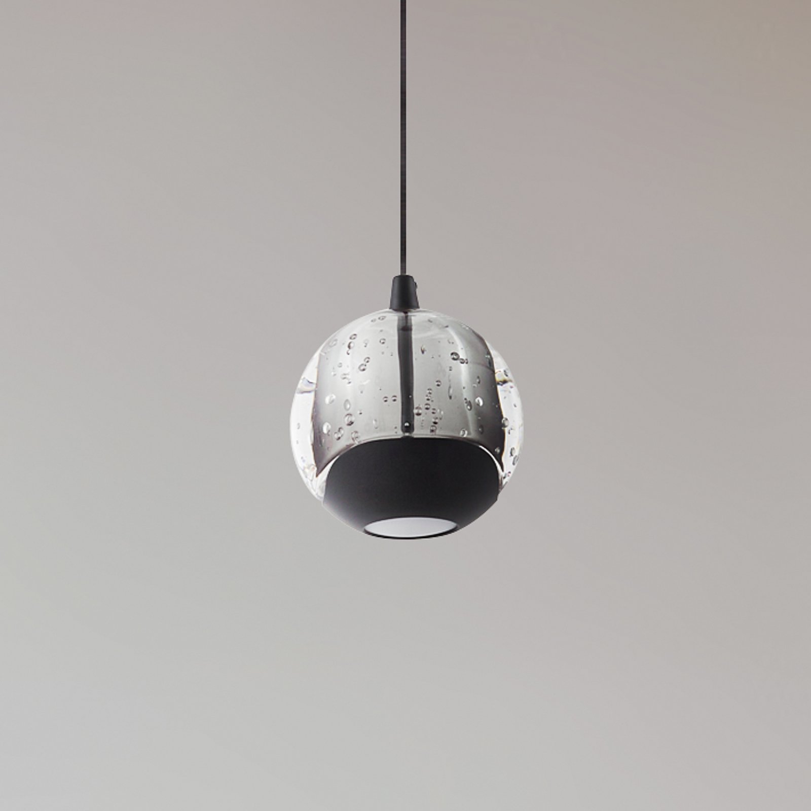 Lucande Lampa wisząca LED Hayley, czarna, 1-punktowa, szkło