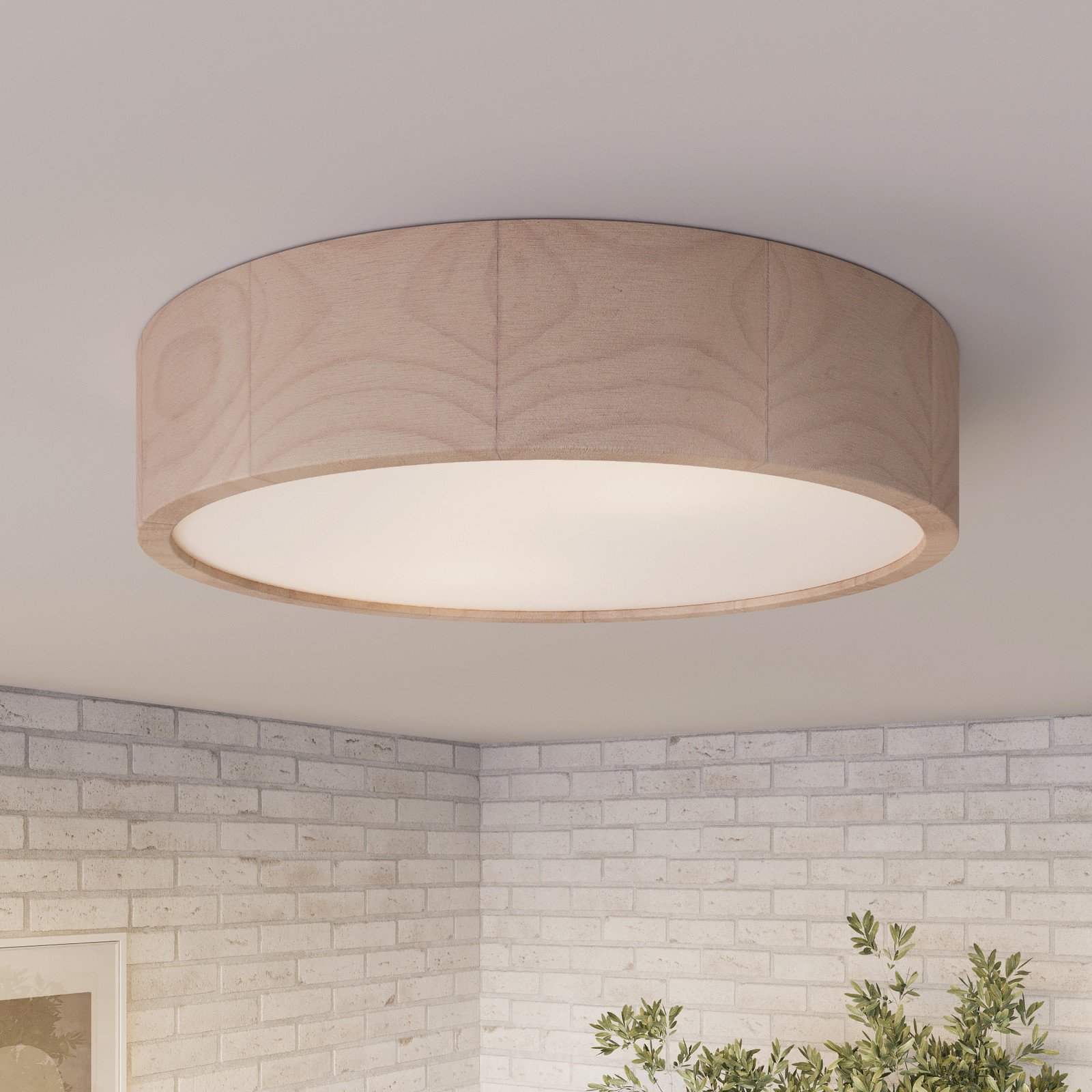 Envostar Kerio plafonieră Ø 37 cm pin natural - Camera de zi / sufragerie - Modern - lemn de pin natural satinat