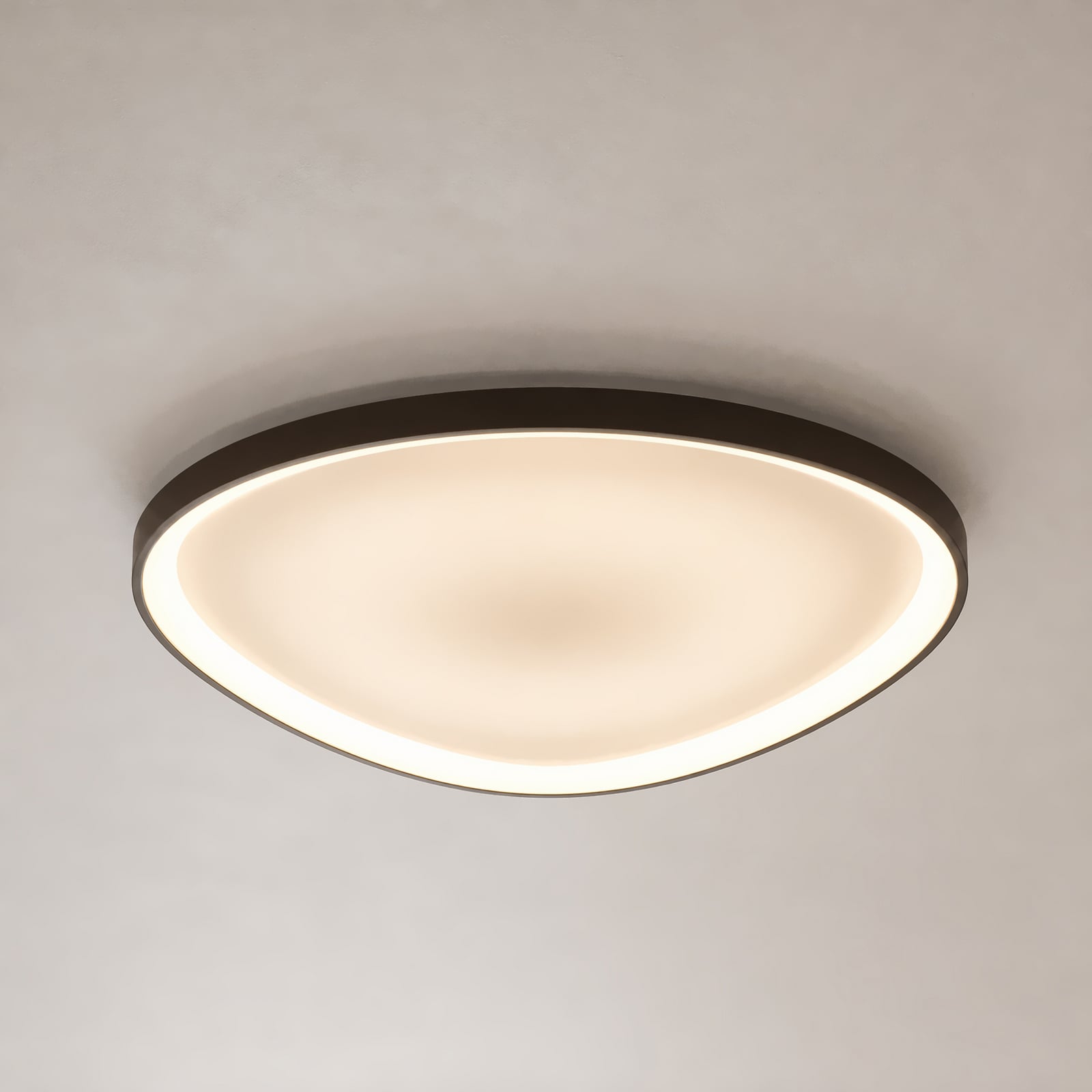 Lucande Asken LED ceiling light, 61 cm, brown, CCT, dimmable