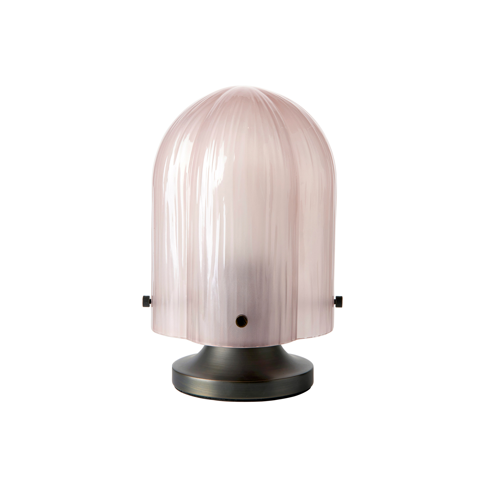 GUBI Seine bordlampe, antik messing, koralrosa glas