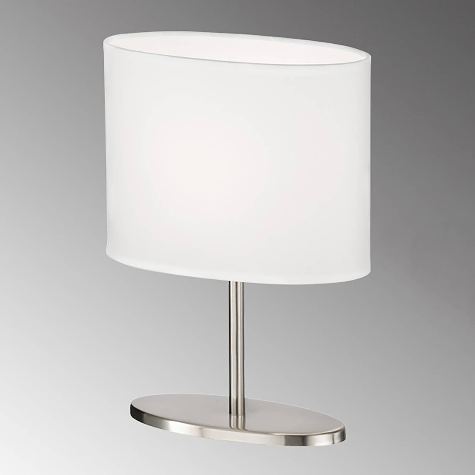 Image of FH Lighting Lampe à poser Momo, abat-jour tissu, nickel/blanc 4052231501081