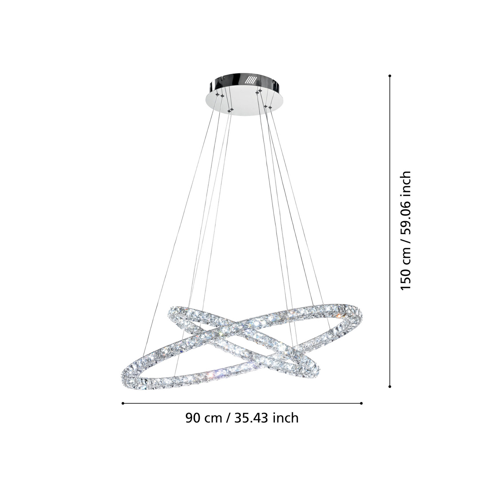 Suspension LED Toneria chromée 90 cm en acier inoxydable - Stars of Light