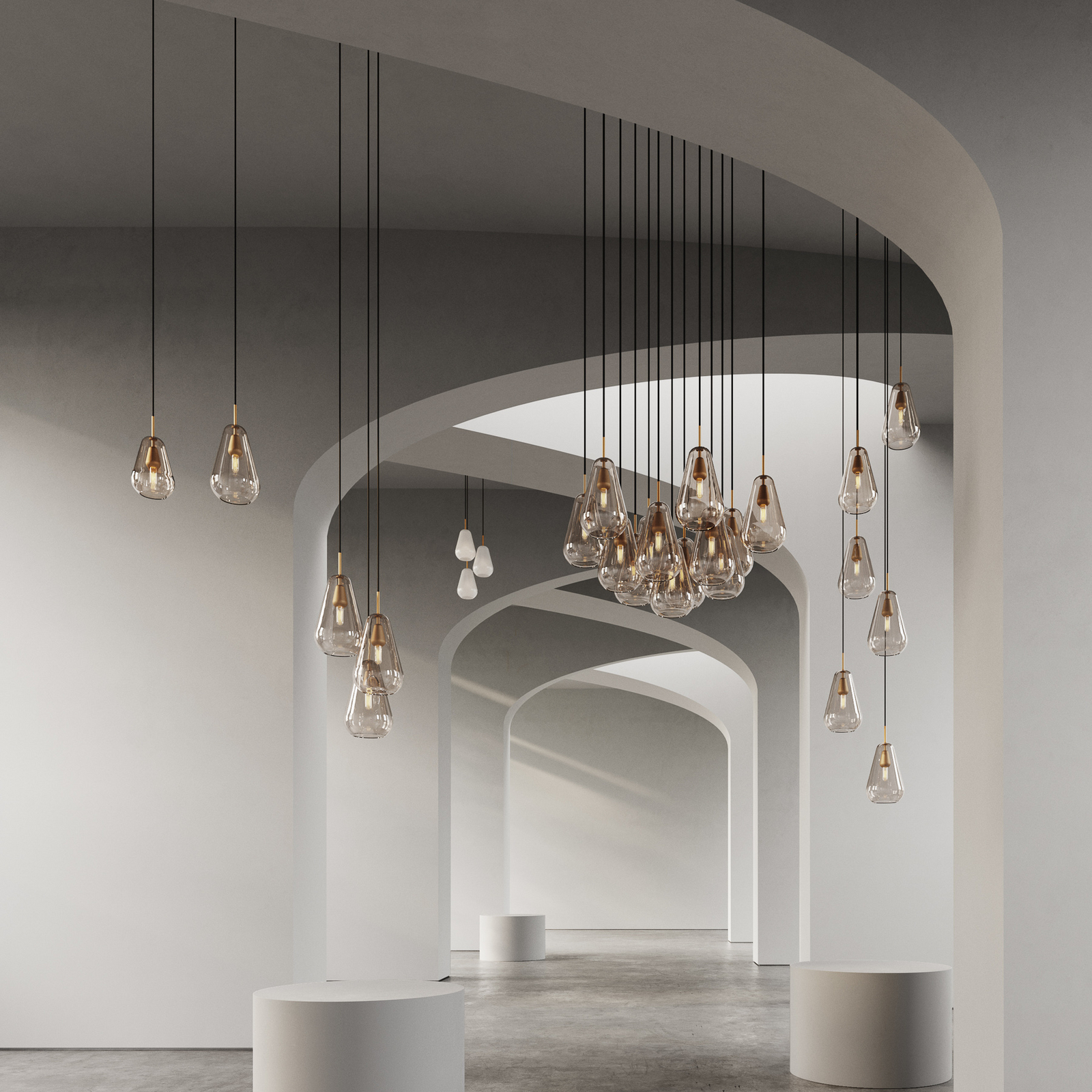 Anoli 13 chandelier gold/gold, 13 lights - Nuura
