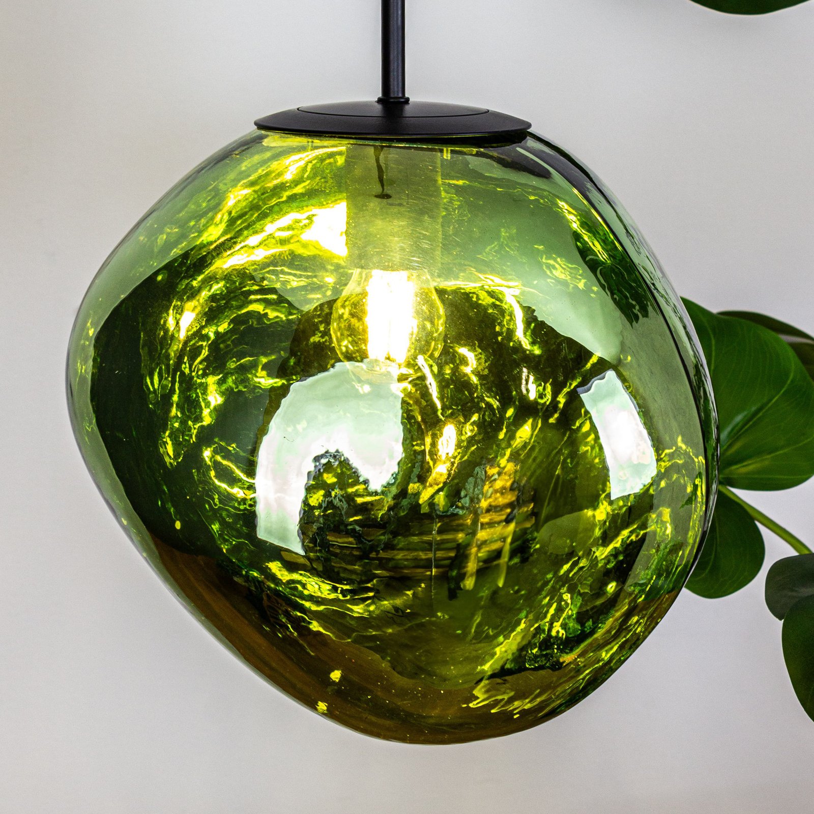 Canopus pendant light, green, Ø 28 cm, glass, E27