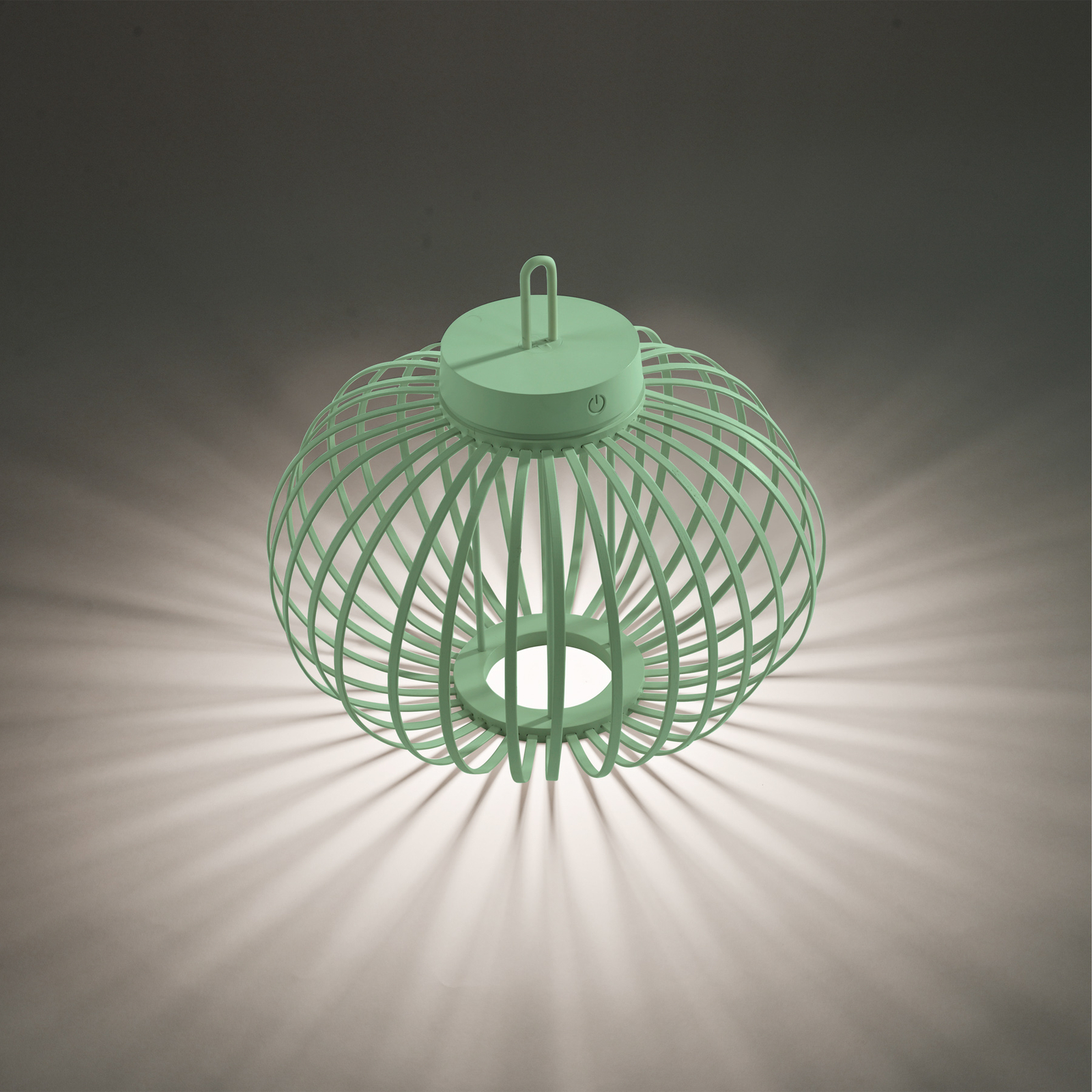 JUST LIGHT. Akuba LED-bordlampe, grøn, 33 cm, bambus
