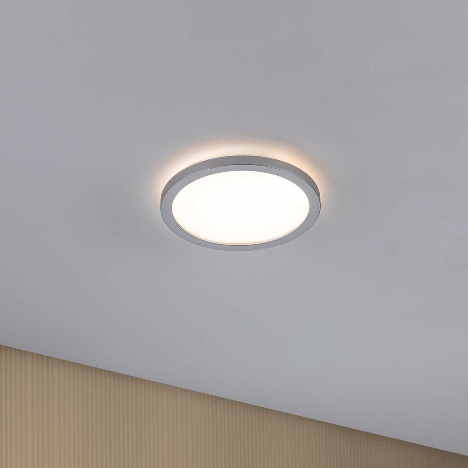 Atria Shine LED-paneeli, kromi, halkaisija 19 cm, 3000 K, päälle/pois, IP20, Atria Shine LED-paneeli, kromi, halkaisija 19 cm, 3000 K, päälle/pois, IP20,