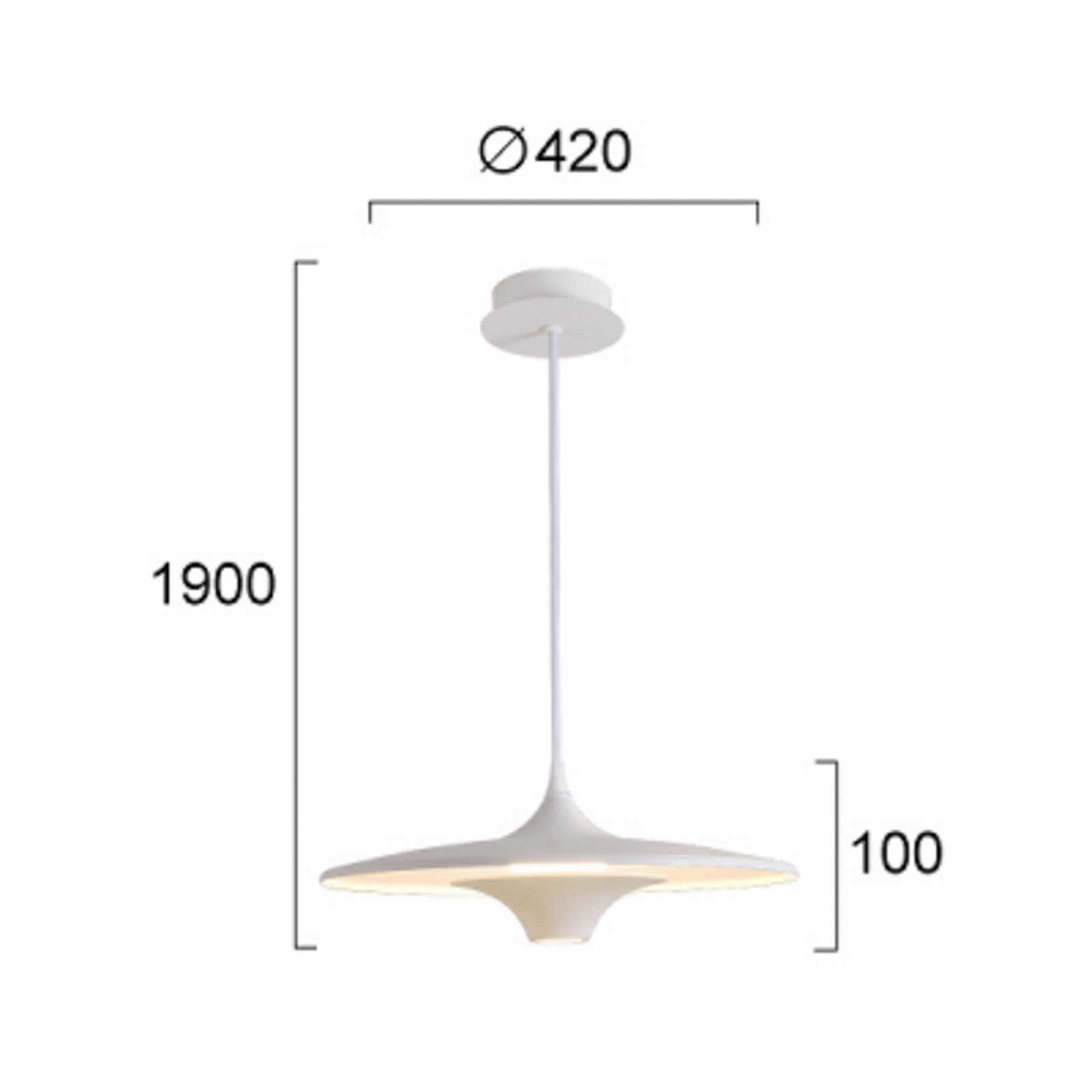 LED hanglamp Rene, wit, Ø 42 cm, metaal