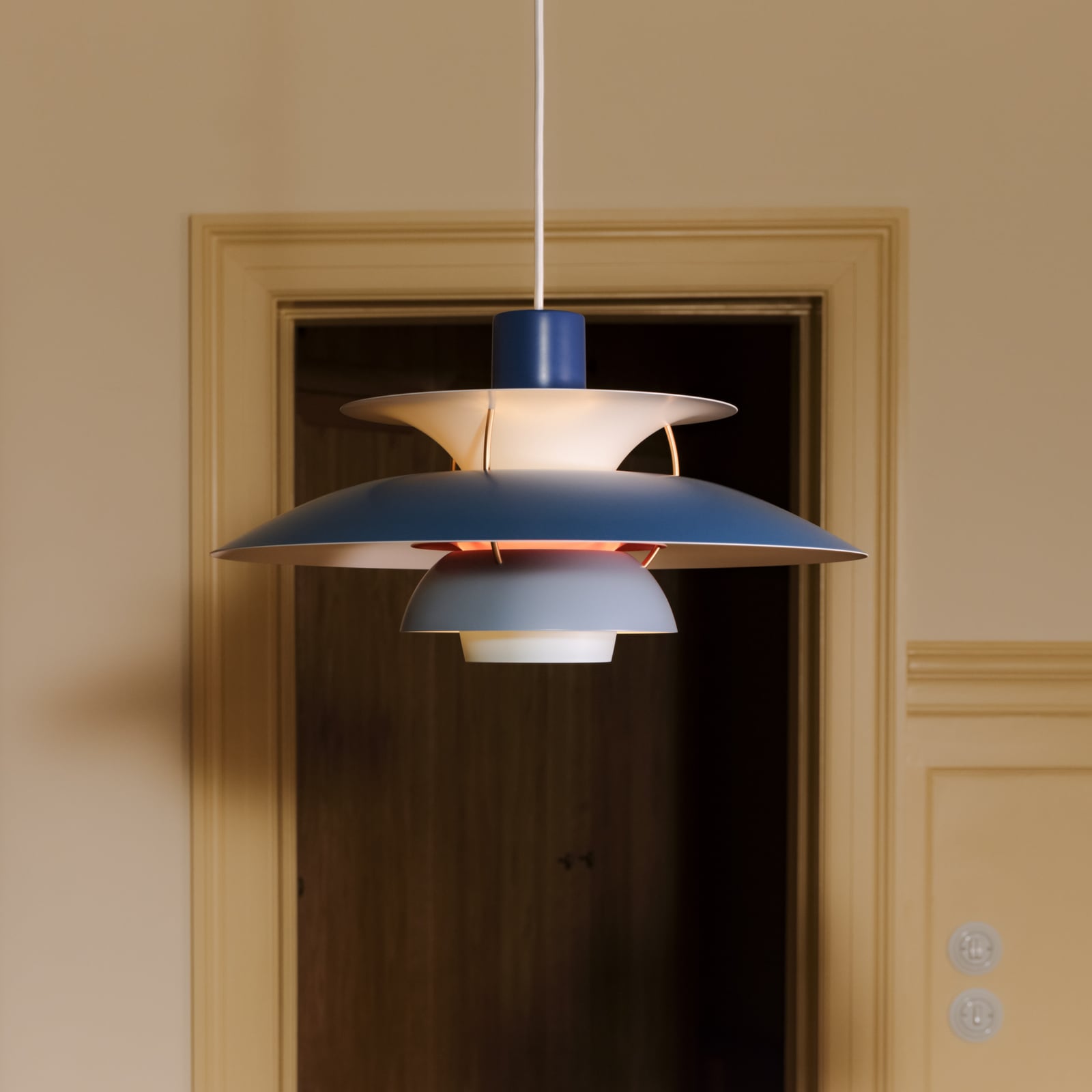 Louis Poulsen PH 5, designer pendant lamp blue