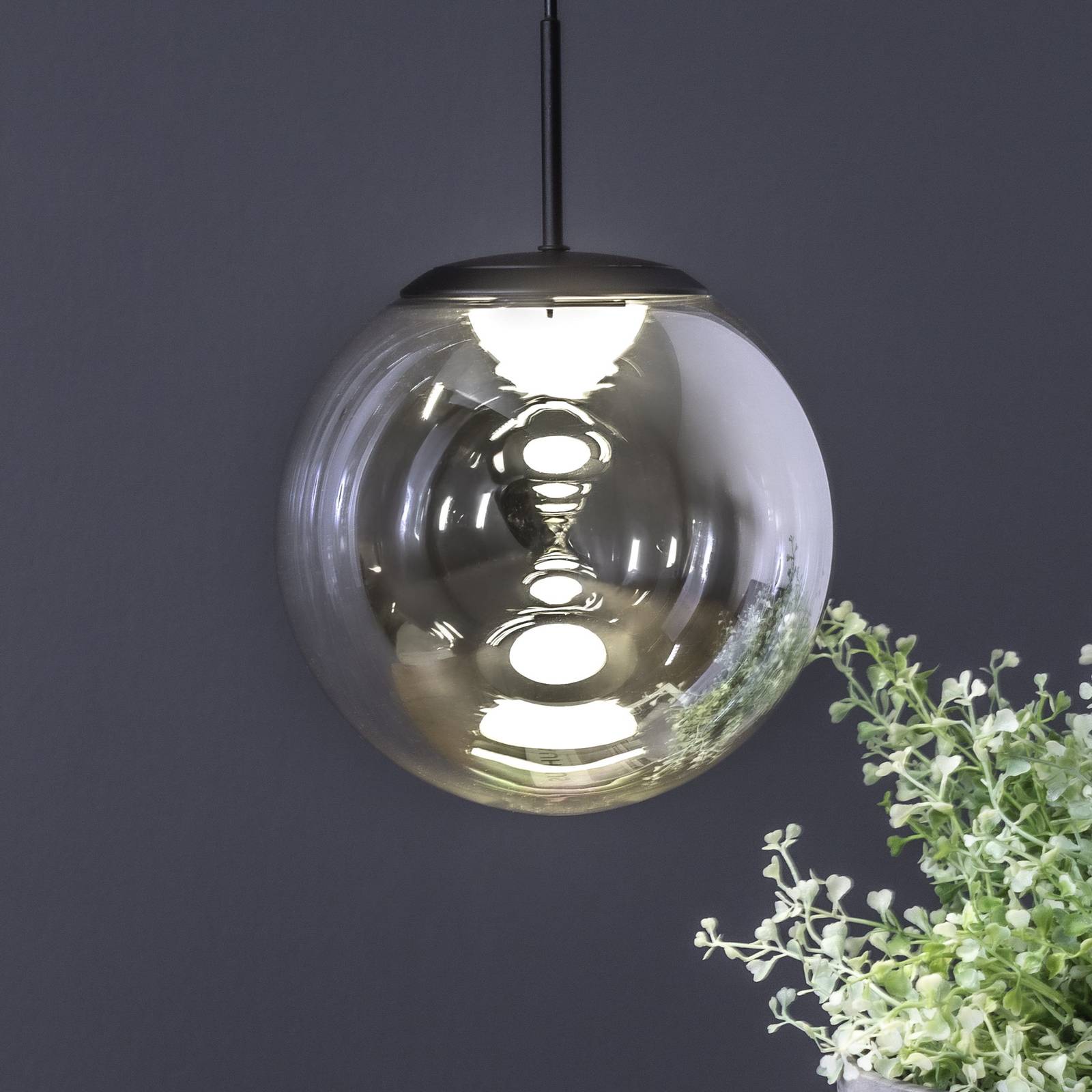 Eco-Light Suspension LED Altaïr argenté Ø 15 cm verre 3.000 K