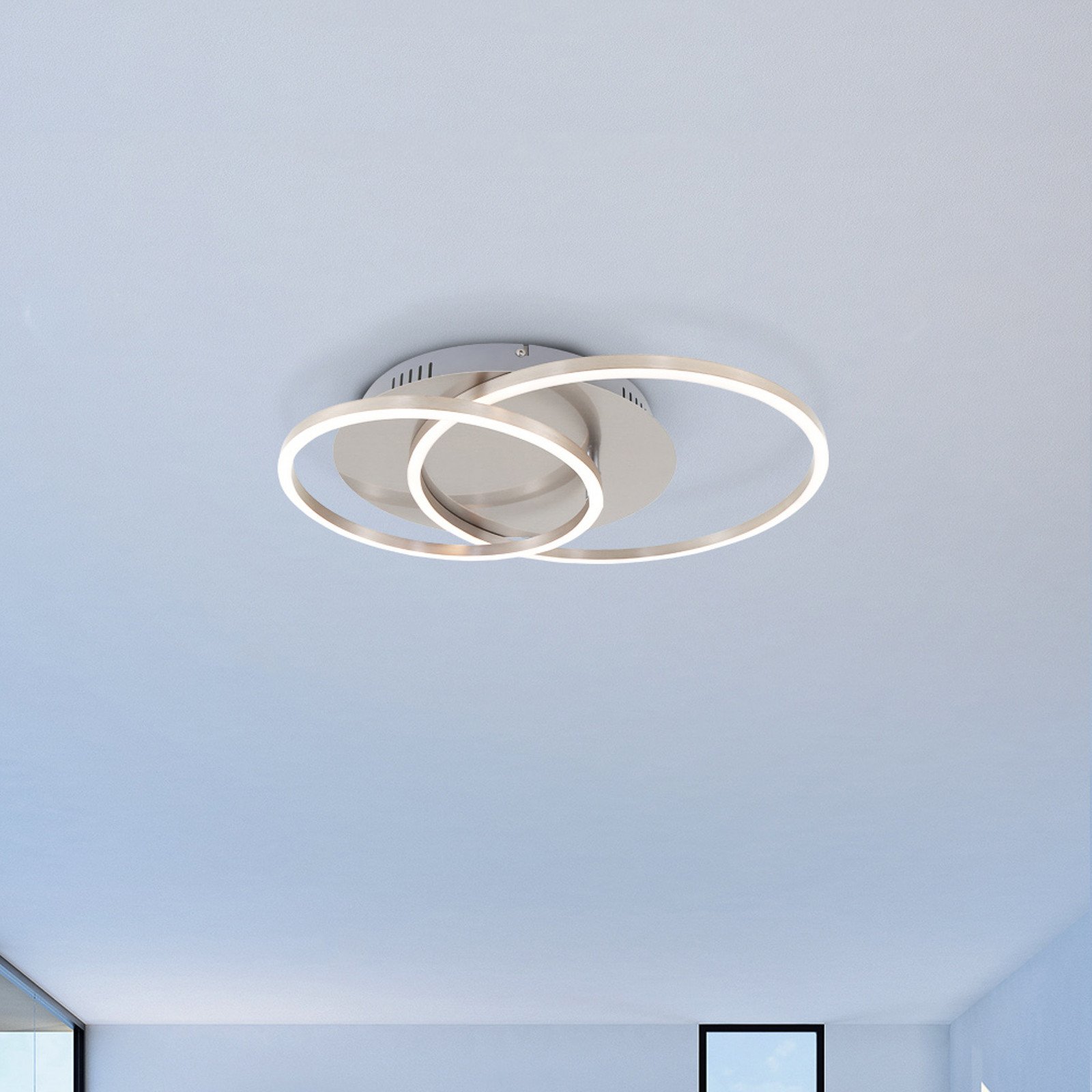 Briloner Frames plafonieră LED două inele rotativă - Camera de zi / sufragerie - modern - alb nichel mat - Metal
