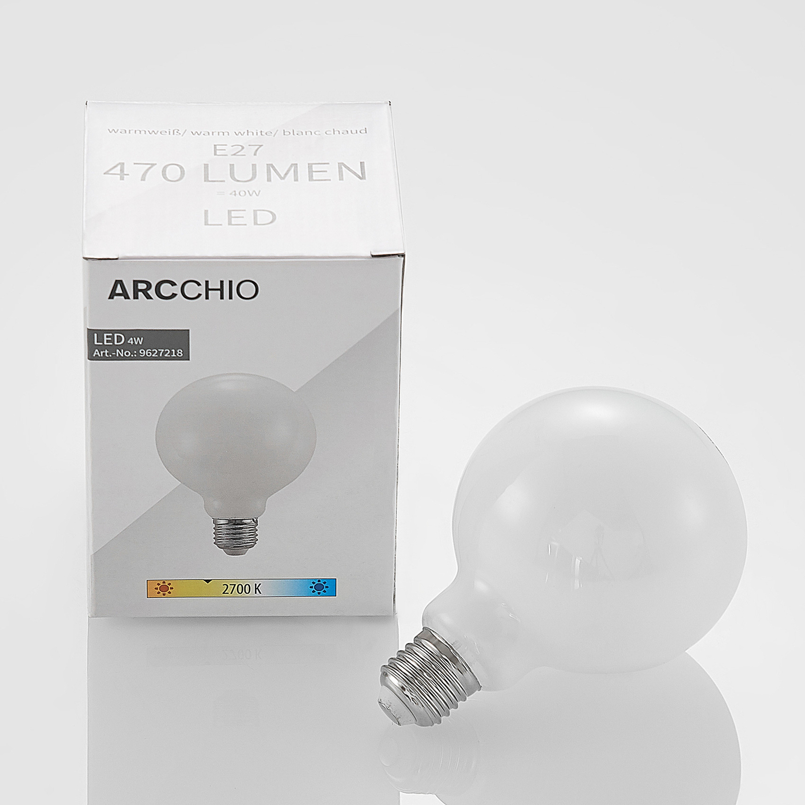 LED-Lampe E27 4W 2.700K G95 Globe dimmbar opal 2er