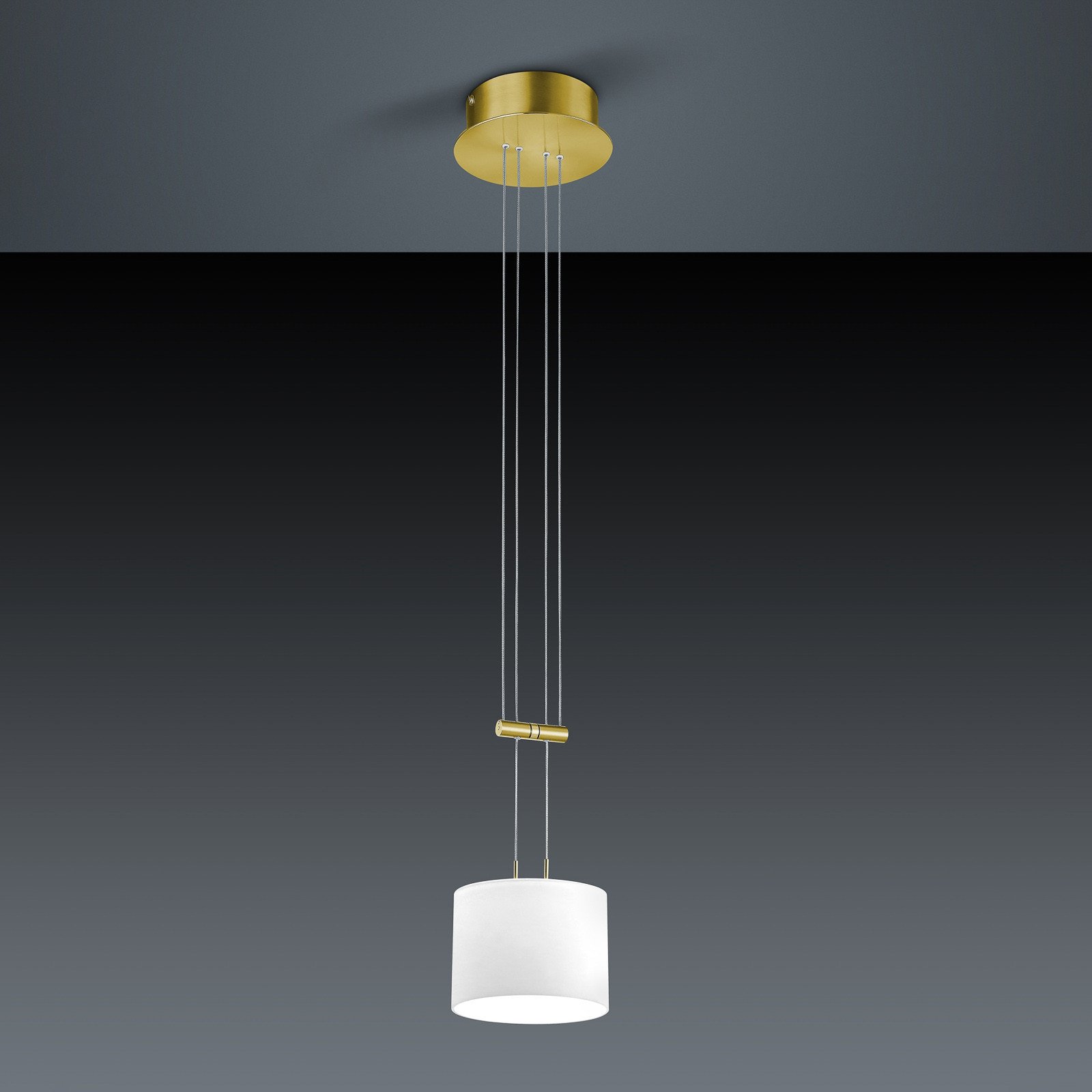 BANKAMP Grazia lampă suspendată ZigBee 1s. 16cm - Camera de zi / sufragerie - modern - alamă mată alb - Sticlă