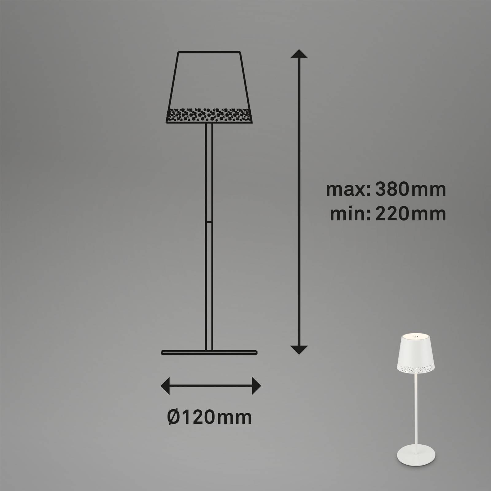 Briloner LED stolní lampa Kiki s baterií 3 000K, bílá