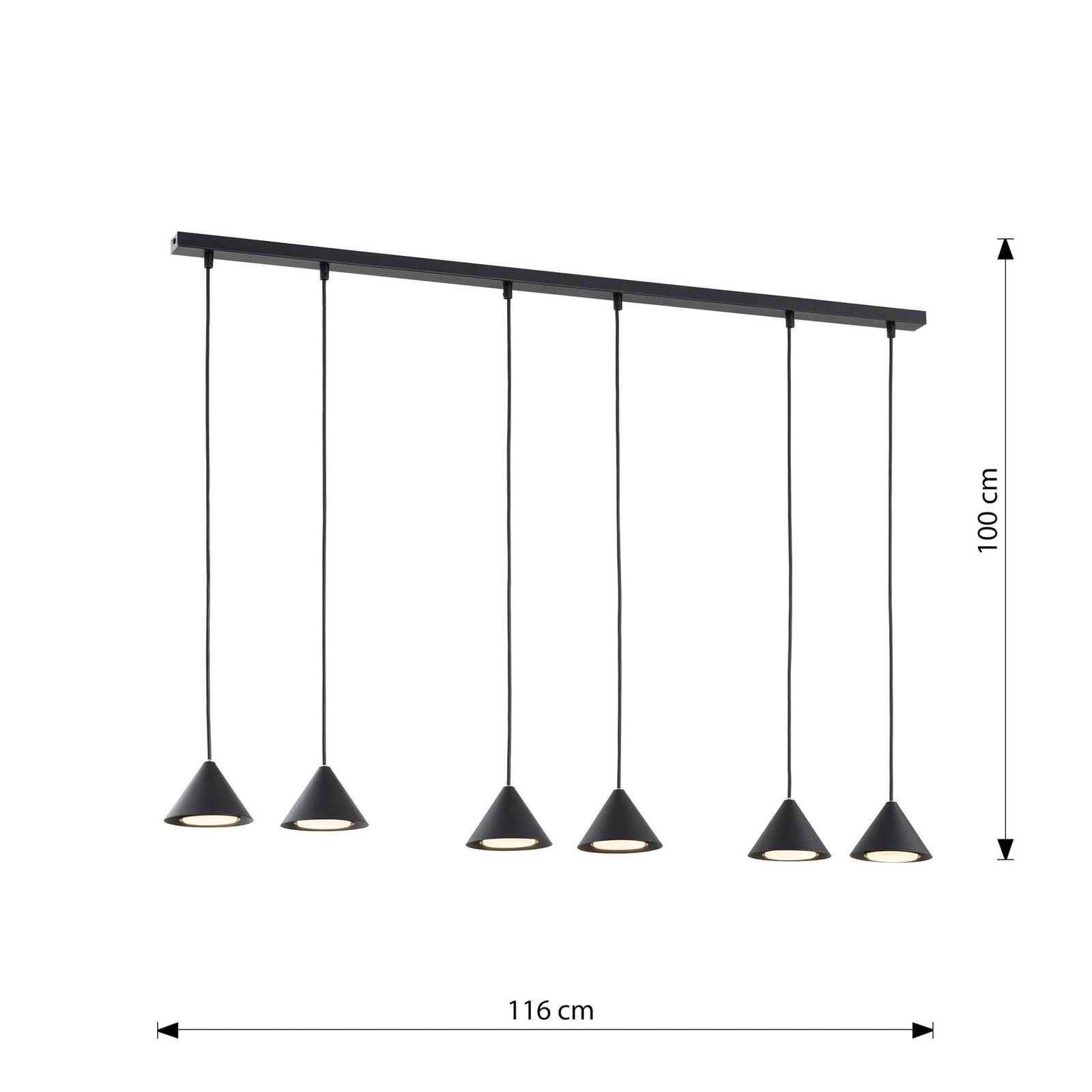 Lampa wisząca Elit, 6-punktowa, czarna, metalowa