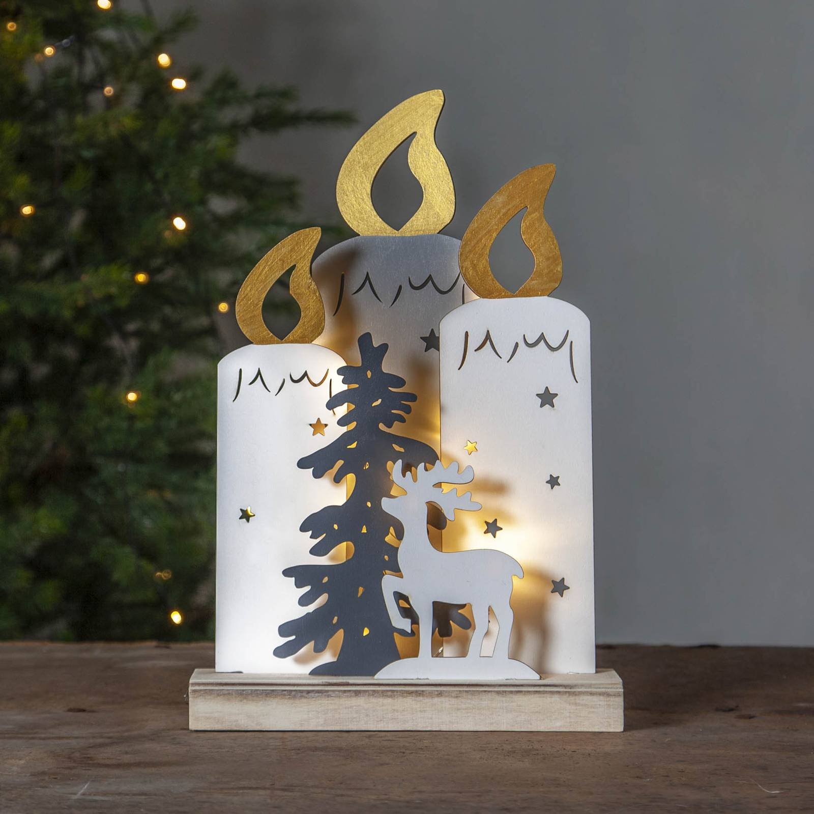 STAR TRADING LED dekorační světlo Fauna svíčky, strom a jelen