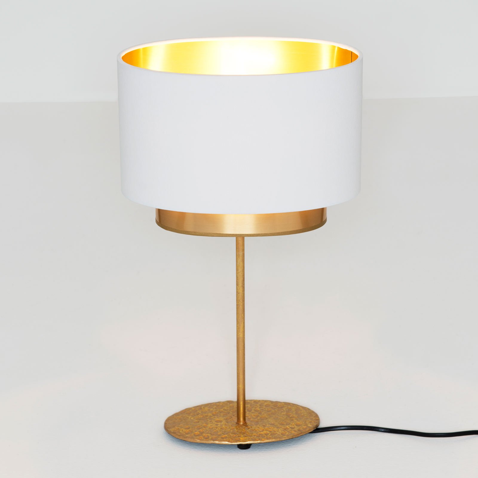 Lampă de masă Mattia, oval, dublă, alb/auriu