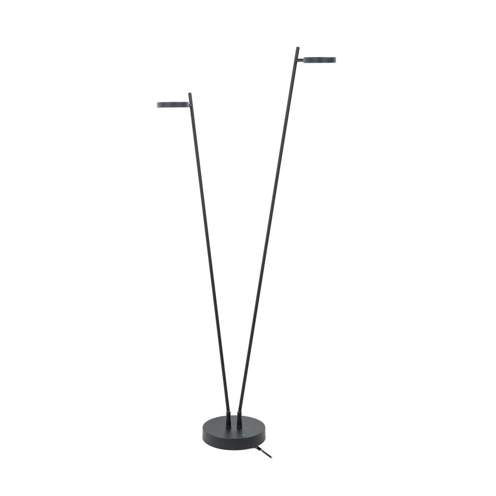 Lampa stojąca LED ładowalna Round Move, 2-punktowa, czarna 142 cm CCT ściemniana