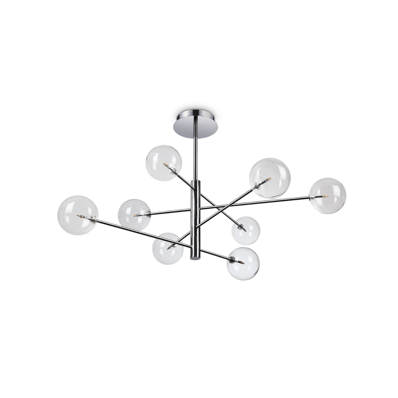 Suspension IDEAL LUX Equinoxe, chrome/transparent, à 8 lampes