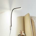 Lindby Flexola lámpara de lectura LED, níquel, angular, hierro, enchufe