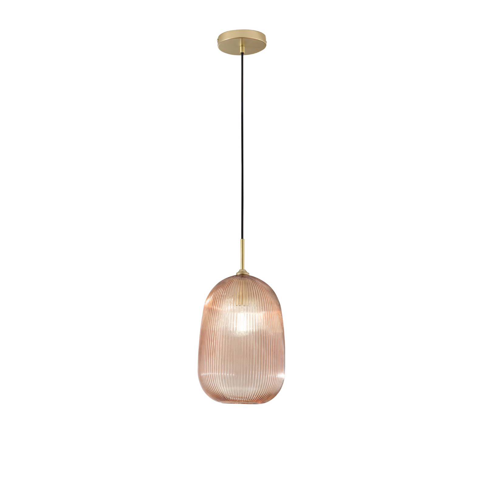 Rippvalgusti DUKE, merevaigukollane, Ø 21 cm, klaas