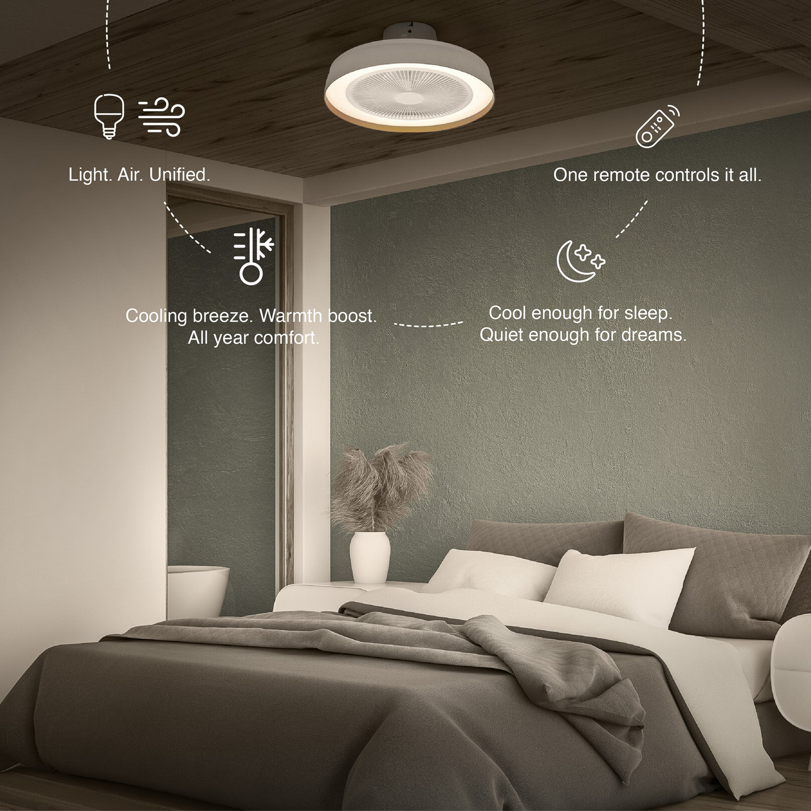 OSRAM ENCAPSULATE LED ceiling fan, Ø 48 cm, white, CCT