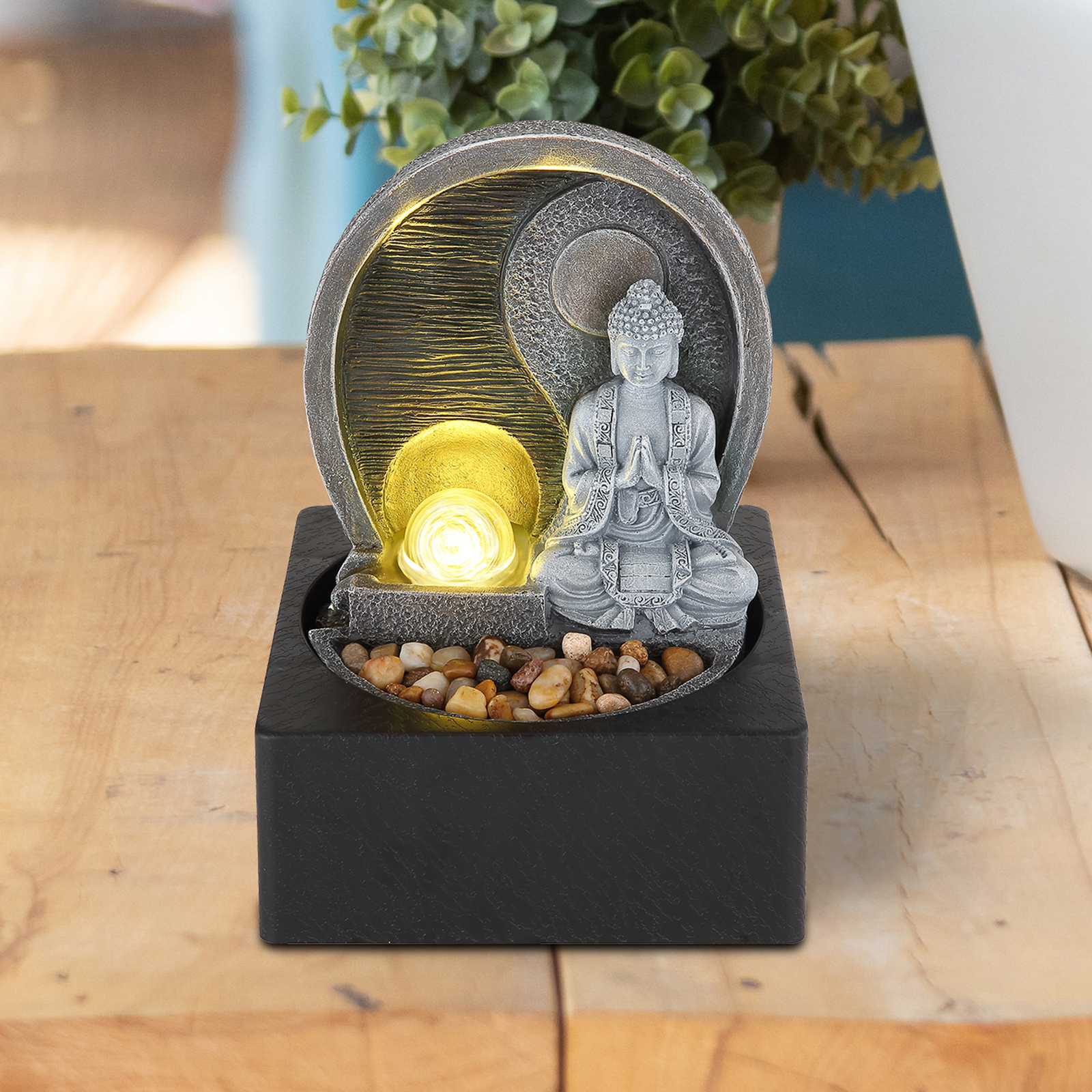 strømper tab vejledning Fontana LED-springvand, antracit/grå, buddha | Lampegiganten.dk