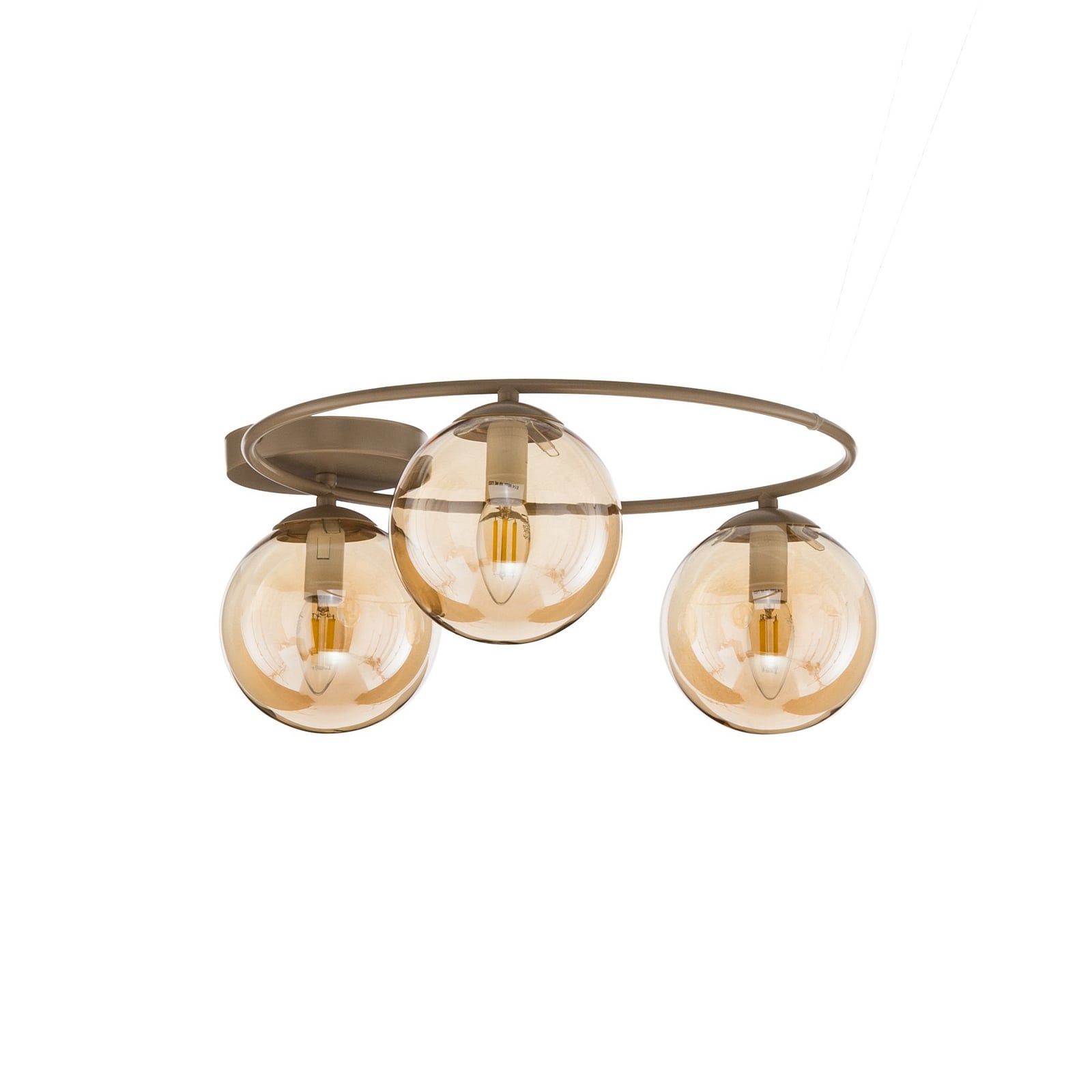 Plafonnier Sopra, beige, Ø 47 cm, à 3 lampes, verre/métal, E14