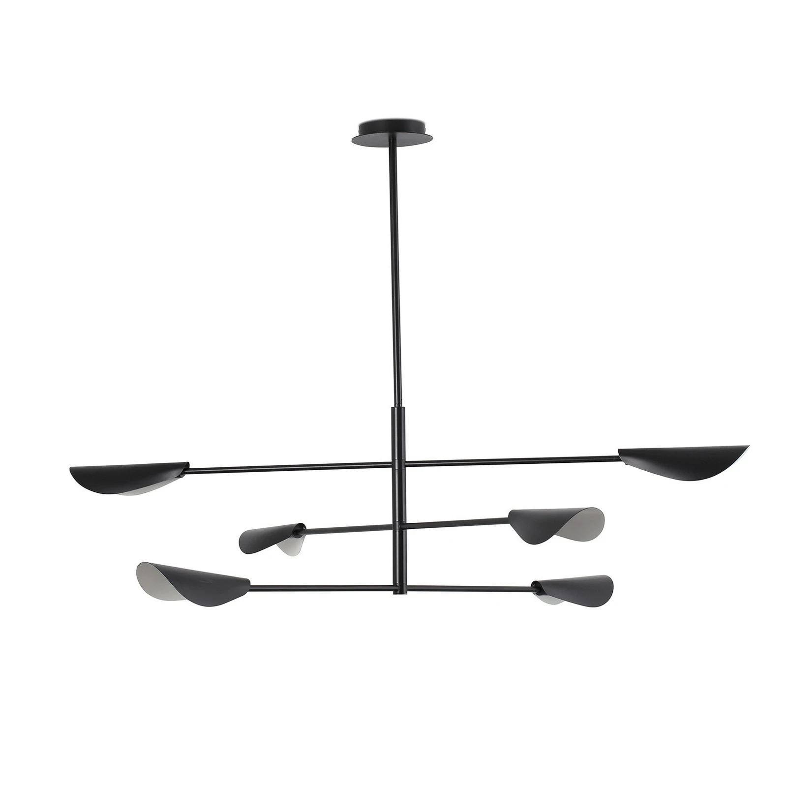 Závěsné svítidlo Liggera, černá barva, ocel, Ø 136,8 cm, 6 světel.