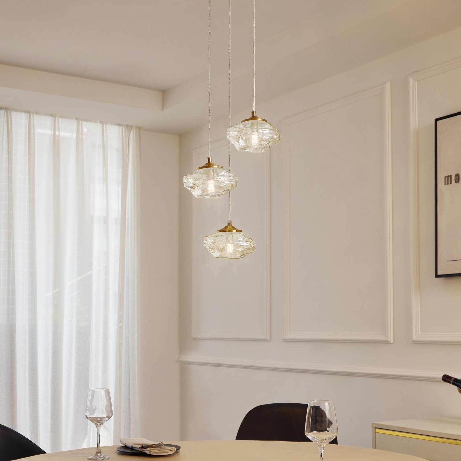 Piatra Cluster Pendelleuchte Cognac/Messing - Lindby