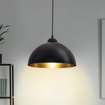 Hängelampe Goldi 2er-Set, schwarz/gold, Ø 30 cm, Metall, E27