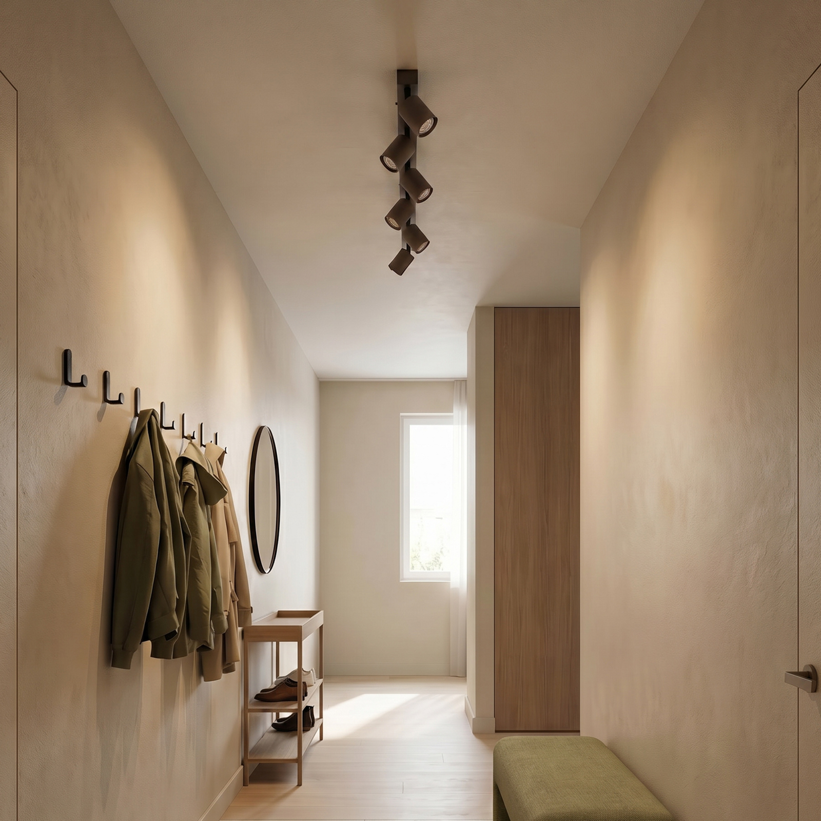 Spot pour plafond Top, ajustable, brun, à 6 lampes linear