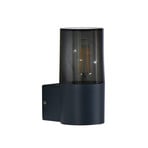 Lindby buitenwandlamp Heulo, Ø 8 cm, rookgrijs, aluminium