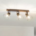 Plafoniera Sambatello, 3 luci, marrone/argento