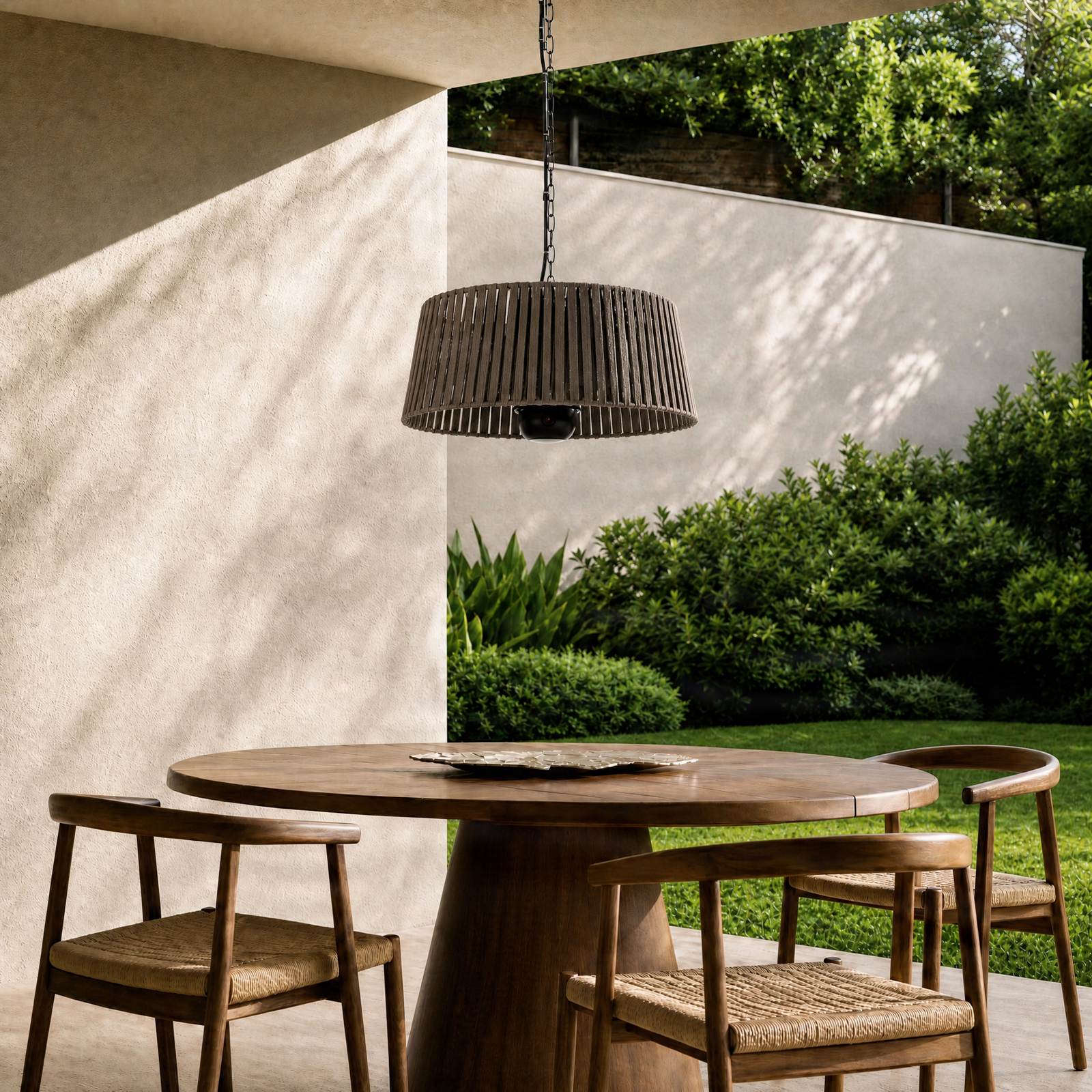 Lucande Pyravo patio heater, brown, aluminium, Ø 60 cm Lucande Pyravo patio heater, brown, aluminium, Ø 60 cm