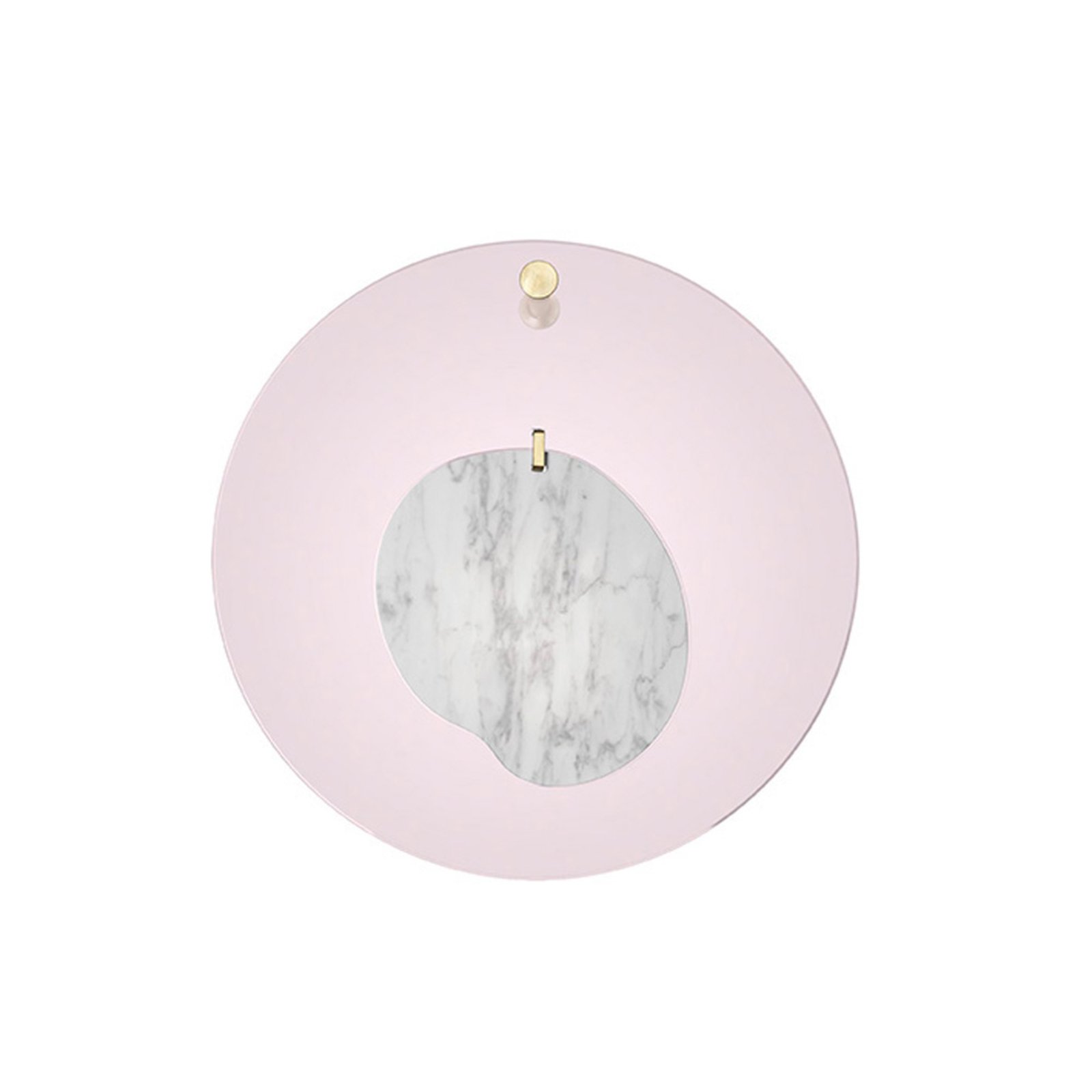 FOSCARINI Foscarini Gioia LED wall light, Ø 40 cm, pink, for Living / Dining Room, PMMA, marble, aluminium, brass, 10 W, energy efficiency: A+
