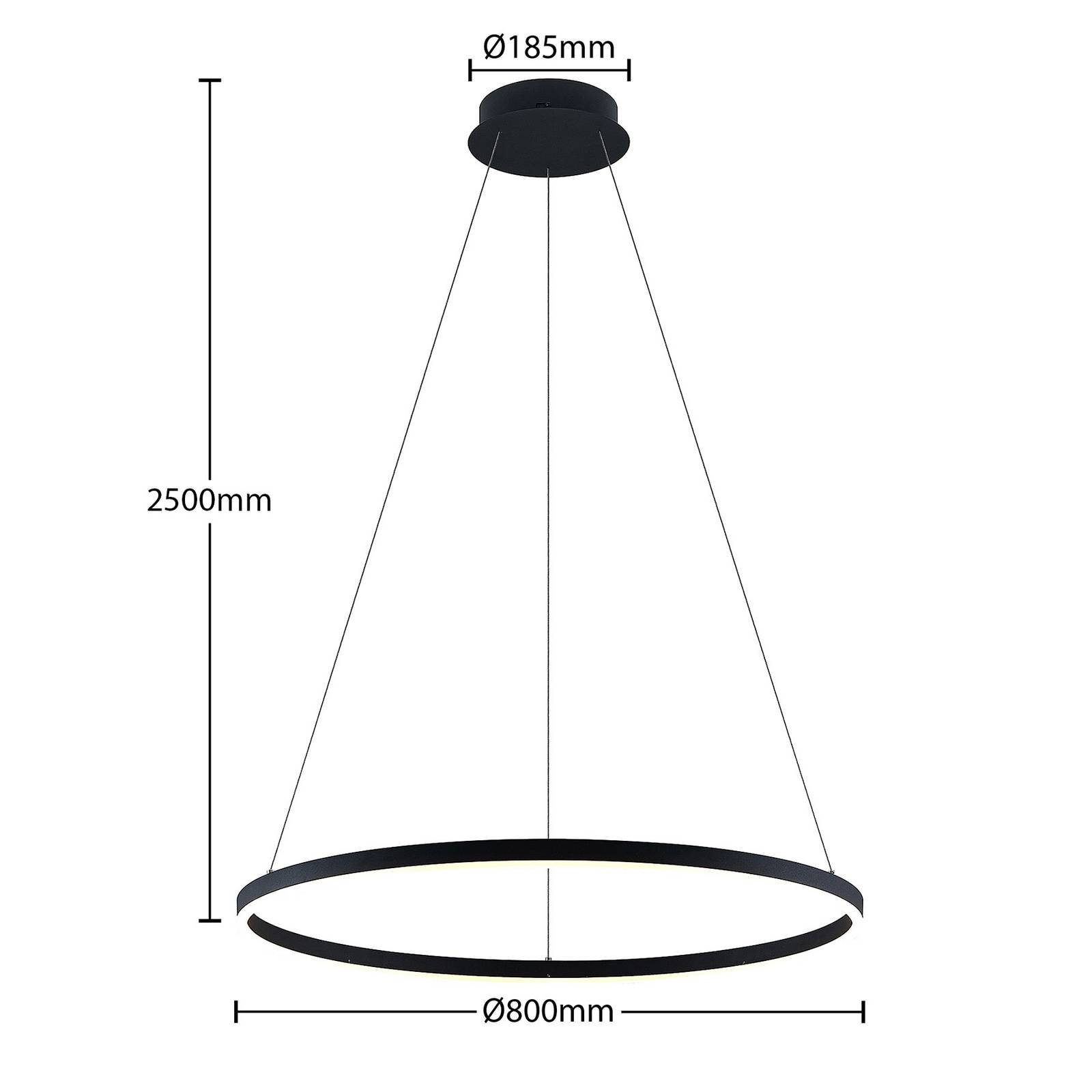 Lampa wisząca Arcchio LED Albiona, czarna, 1 pierścień, Ø 80 cm