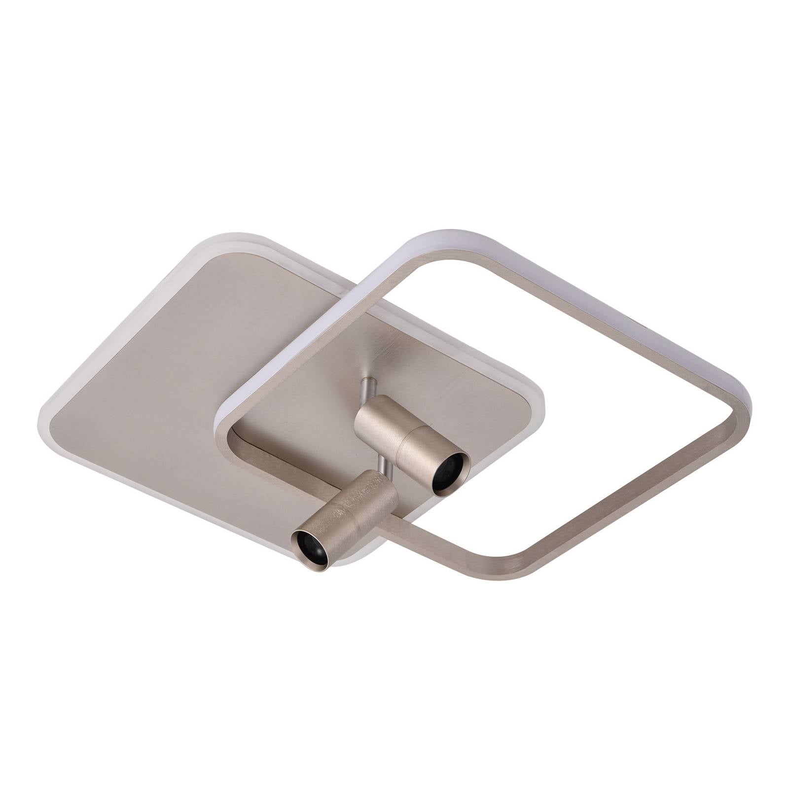 Lucande Tival LED-taklampa, kantig, 43 cm nickel