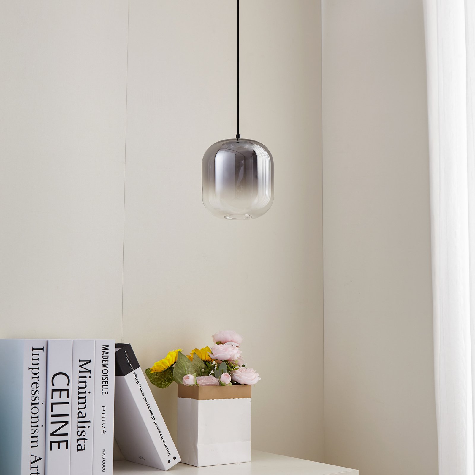 Lucande LED pendant light Avelina, Ø 14cm , 1-bulb. black