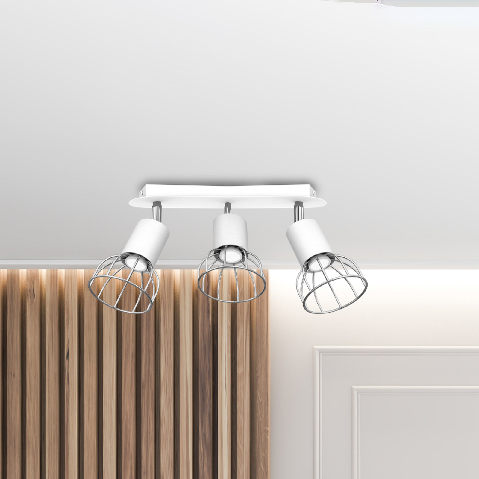 Plafondspot Danjel 3-lamps wit/zilver