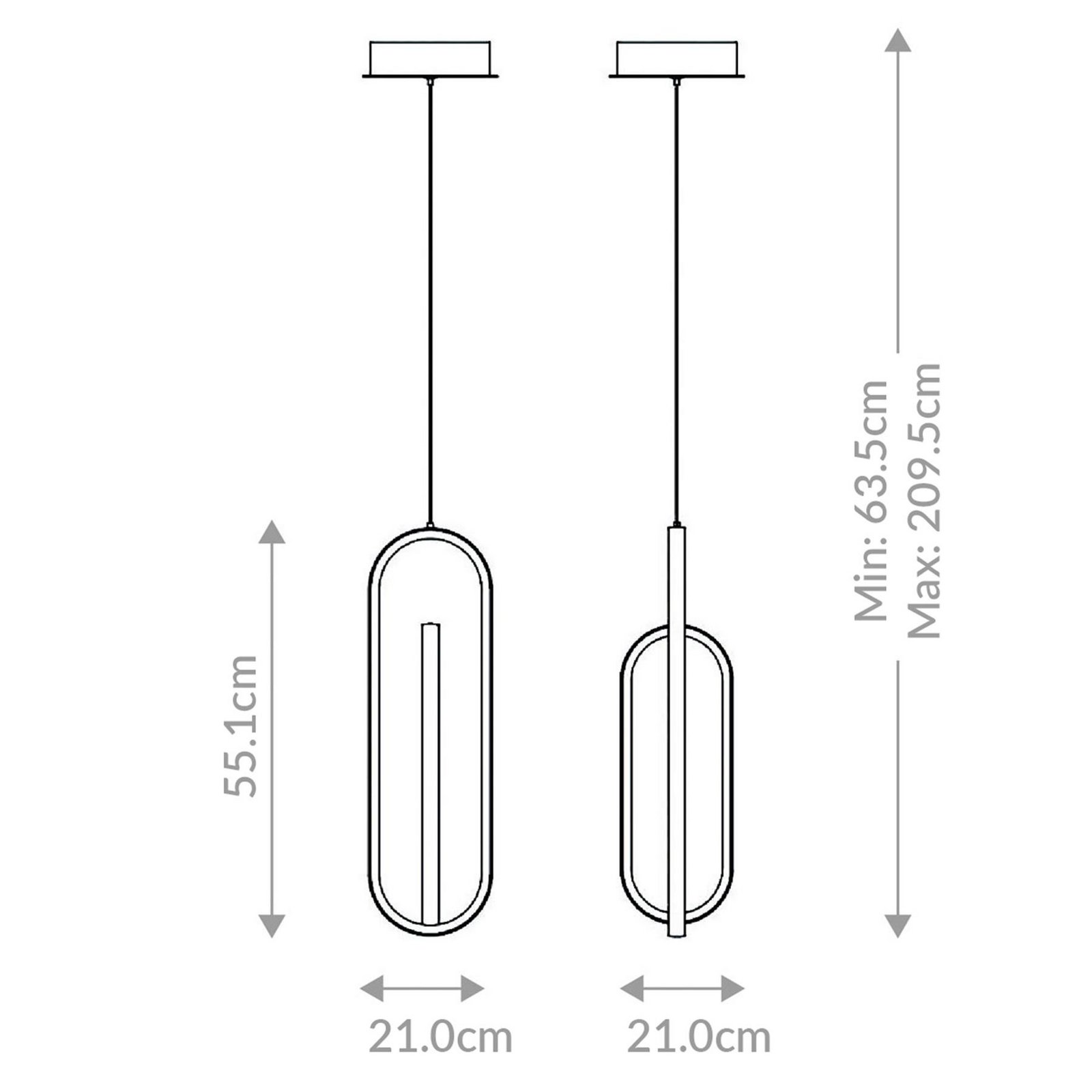 LED hanglamp DENMARK, matzwart, Ø 21 cm, metaal