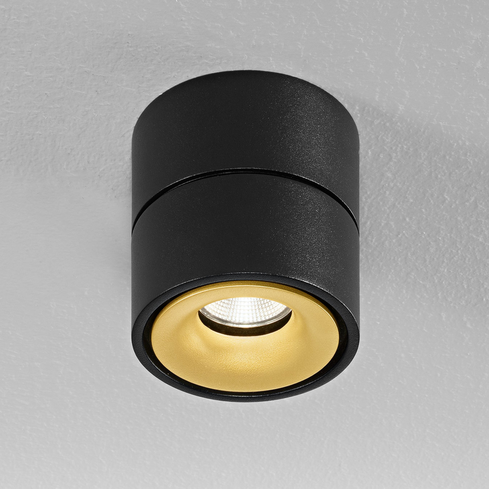 Egger Clippo spot plafond LED, noir-doré, 3 000 K