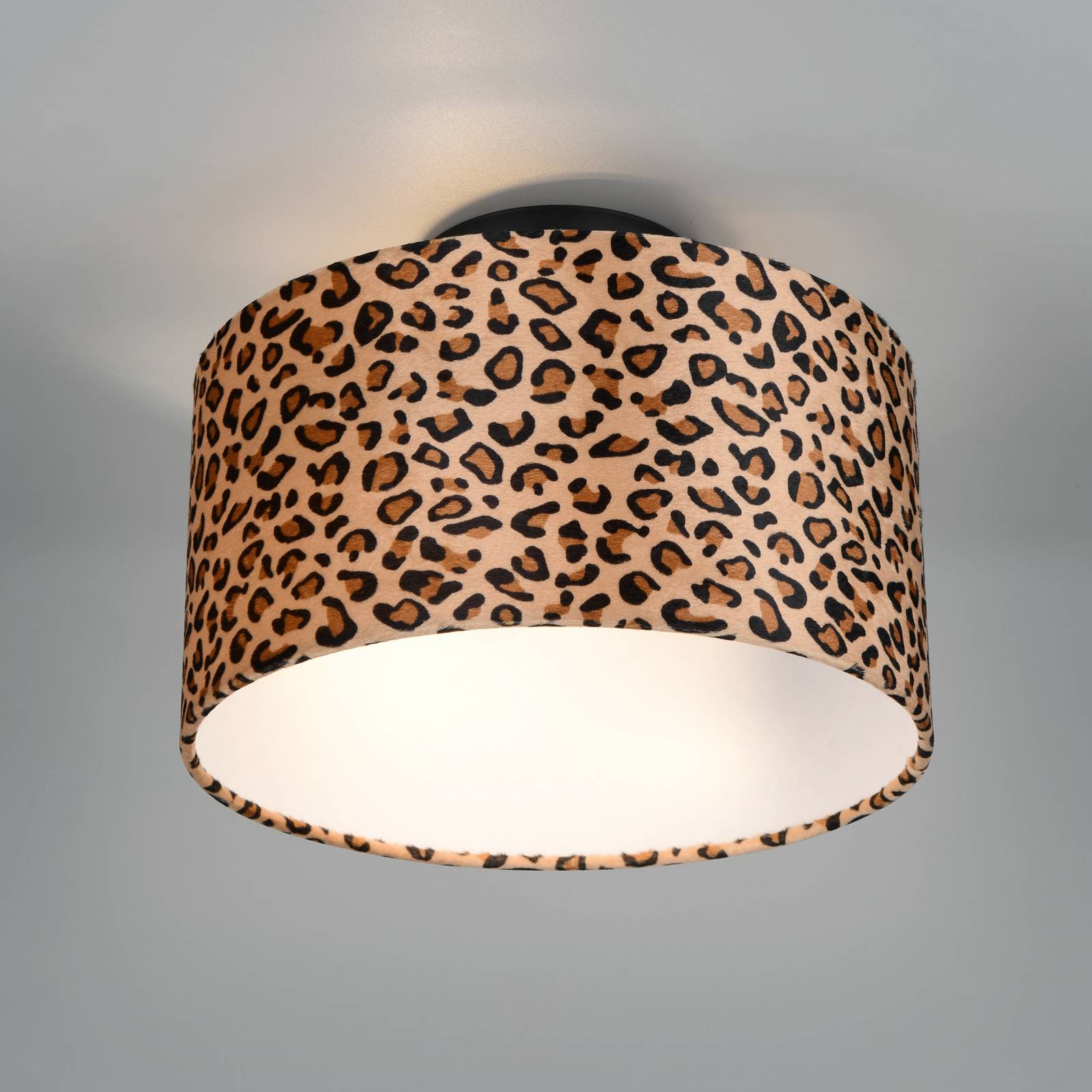 Reality Leuchten Plafonnier Pardina, marron tacheté/noir, Ø 30 cm Métal