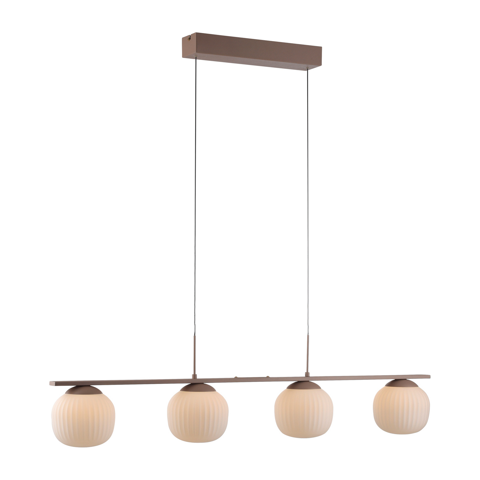 Żyrandol LED Nami, 4-punktowy, długi, kolor piaskowy, biały, szkło, żelazo Żyrandol LED Nami, 4-punktowy, długi, kolor piaskowy, biały, szkło, żelazo