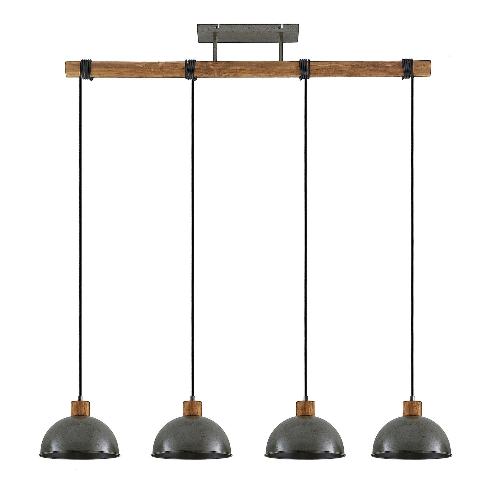 Lindby Hängelampe Durbis, 116 cm, 4-flammig, grau, Holz, E27