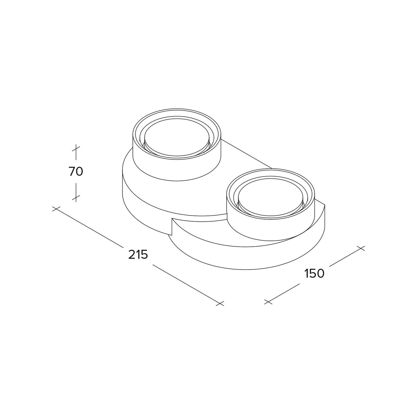 Aplique de pared Demetra, 2 luces, 21,5 cm, blanco, escayola, GX53