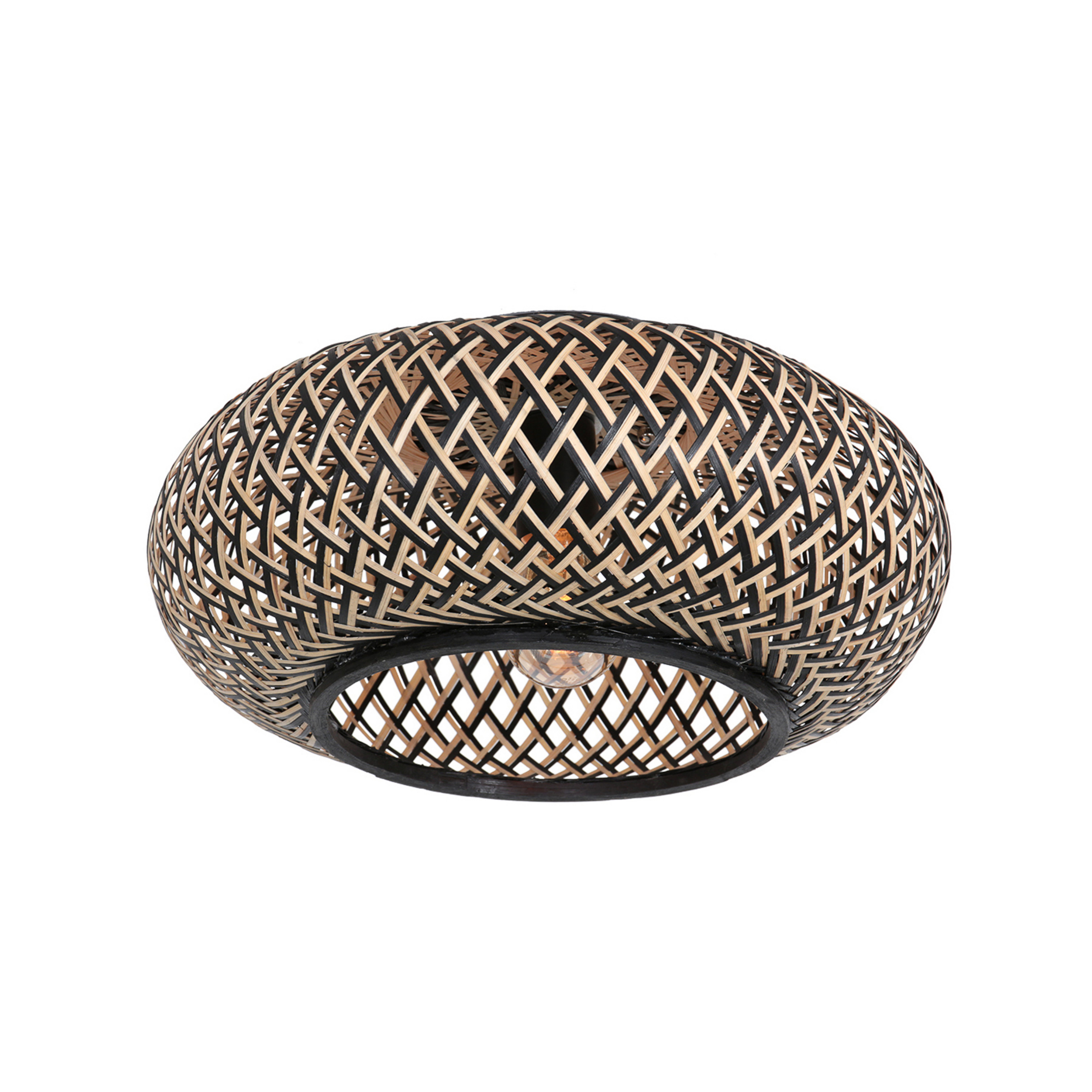 Bambus-Deckenleuchte Maze, schwarz-natur